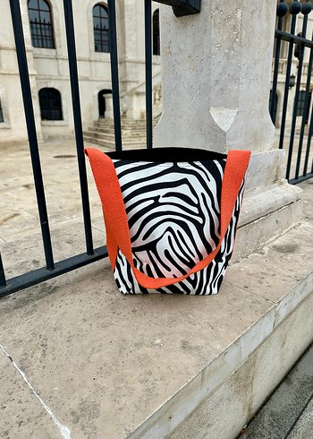 Turuncu Askılı Zebra Desenli Kadın Omuz Çantası - Görsel 2