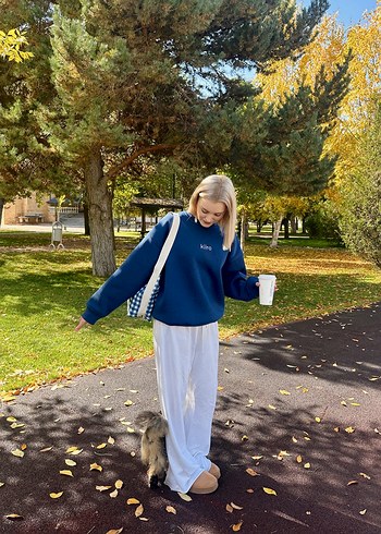 Kiiro Mavi Ekose Desenli Kadın Omuz Çantası - Görsel 7