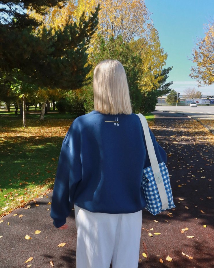 Kiiro Mavi Ekose Desenli Kadın Omuz Çantası - Görsel 4