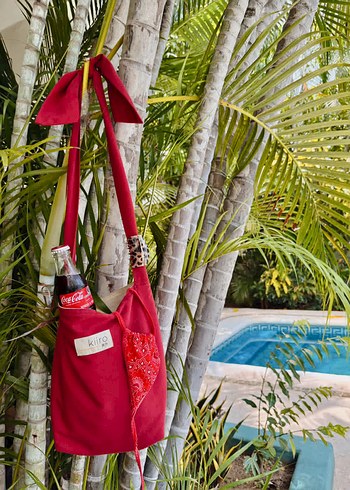 Kiiro bow bağlamalı bordo çanta - Görsel 2