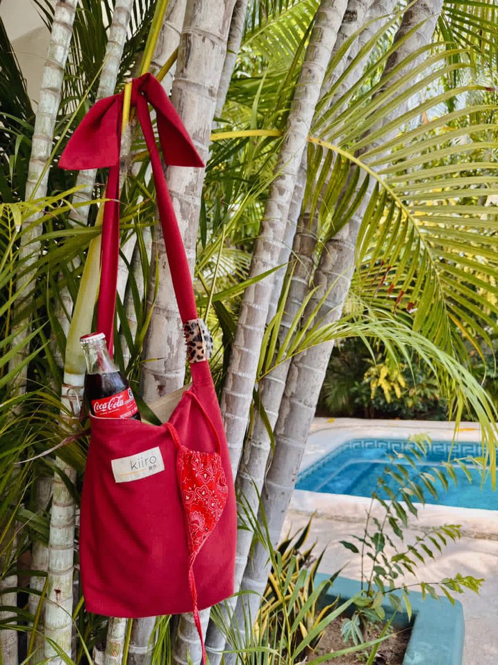 Kiiro bow bağlamalı bordo çanta - Görsel 2