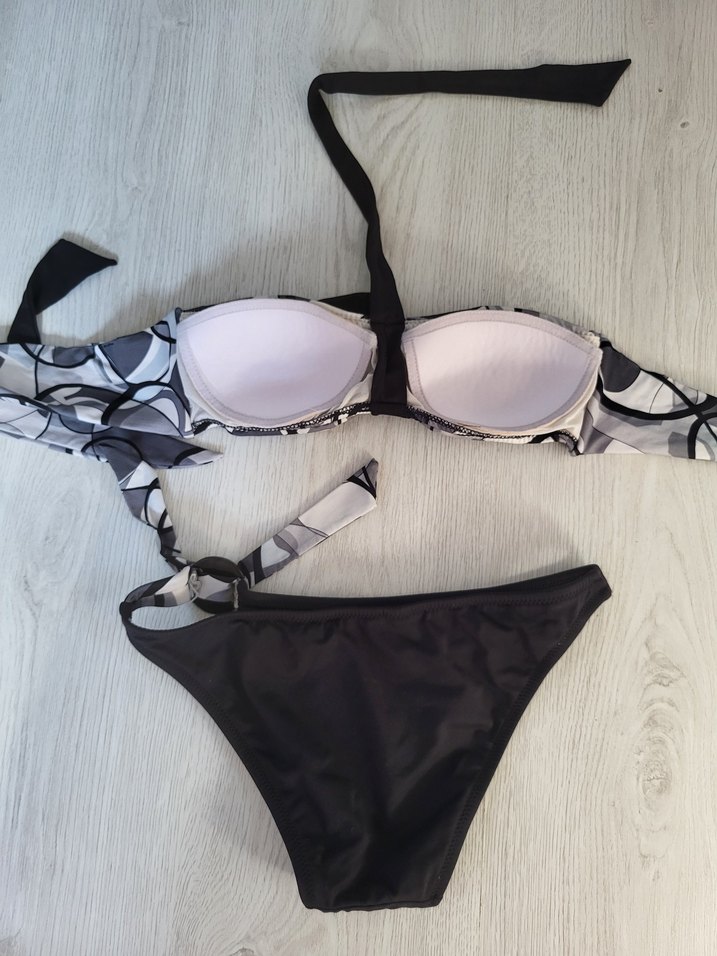 Zincir Detaylı Gri Desenli Mini Bikini - Görsel 2
