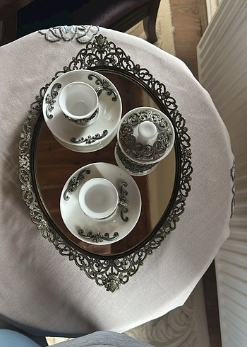 Beyaz Kahve Fincanı Seti Siyah Detaylı - Görsel 3
