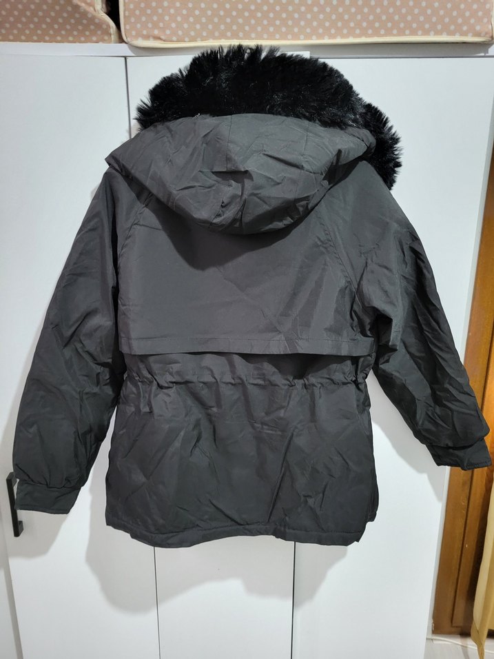 Kadın Siyah Peluş Kürklü Kış Montu - Görsel 2