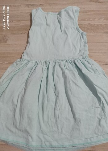 Kız Çocuk Turkuaz Askısız Elbise - Görsel 3