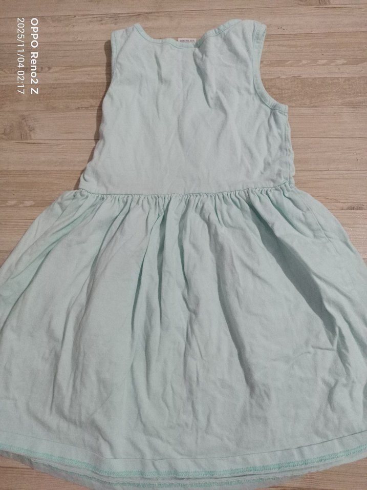 Kız Çocuk Turkuaz Askısız Elbise - Görsel 3