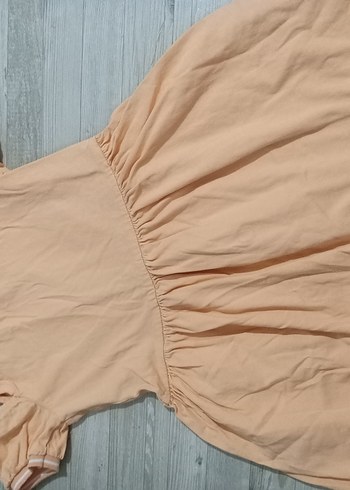 Kız Çocuk Bej Kısa Kollu Fırfırlı Elbise - Görsel 2