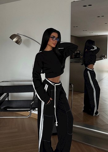 Siyah Oversize Kadın Eşofman Takımı - Görsel 2