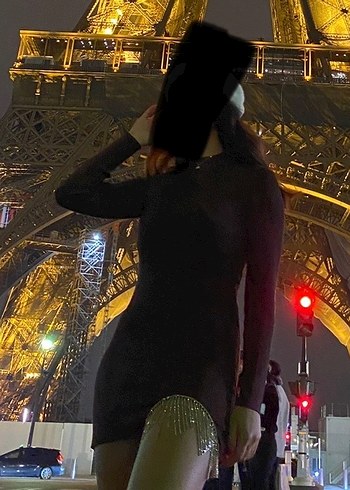 Kahverengi taşlı mini elbise - Görsel 2