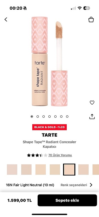 Tarte shape tape kapatici