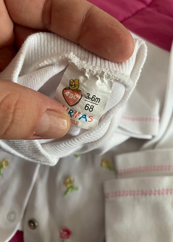 Nakışlı Beyaz Bebek Kız Takımı - Görsel 3