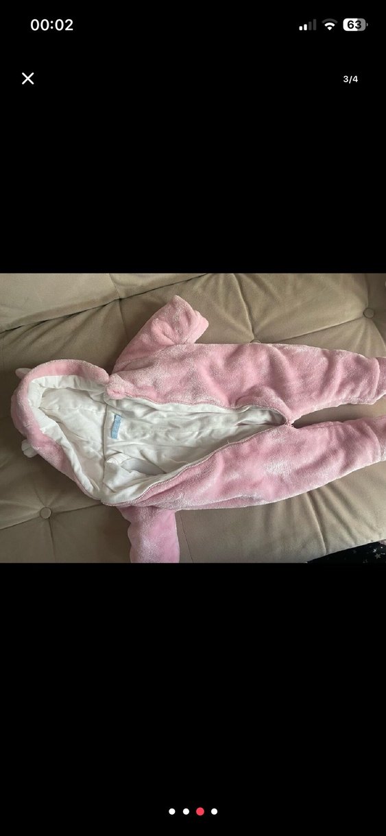 Kapüşonlu Pembe Kürklü Bebek Tulumu - Görsel 2