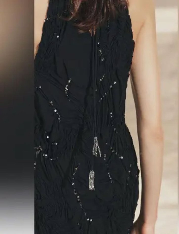 Siyah zara Boncuk İşlemeli Uzun Gece Elbise - Görsel 2