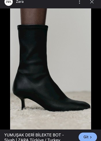 Zara Siyah Stiletto Topuklu Deri Bilekte Bot