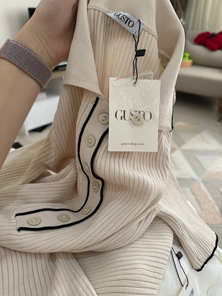 Bej gusto Midi Kadın Elbise - Görsel 5