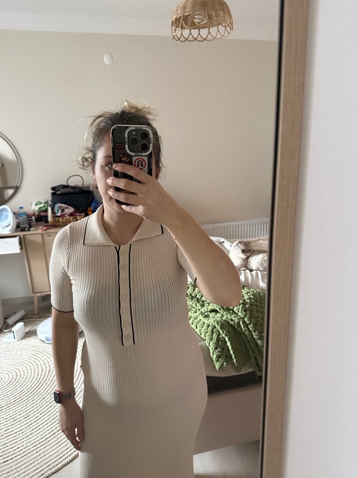 Bej gusto Midi Kadın Elbise - Görsel 3