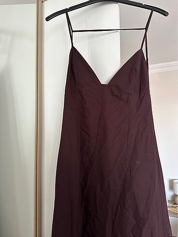 m Beden bordo Renk Zara poplin elbise
