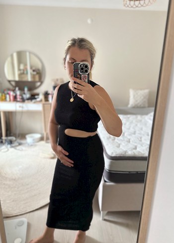 Zara Siyah Straplez Midi Elbise - Görsel 3