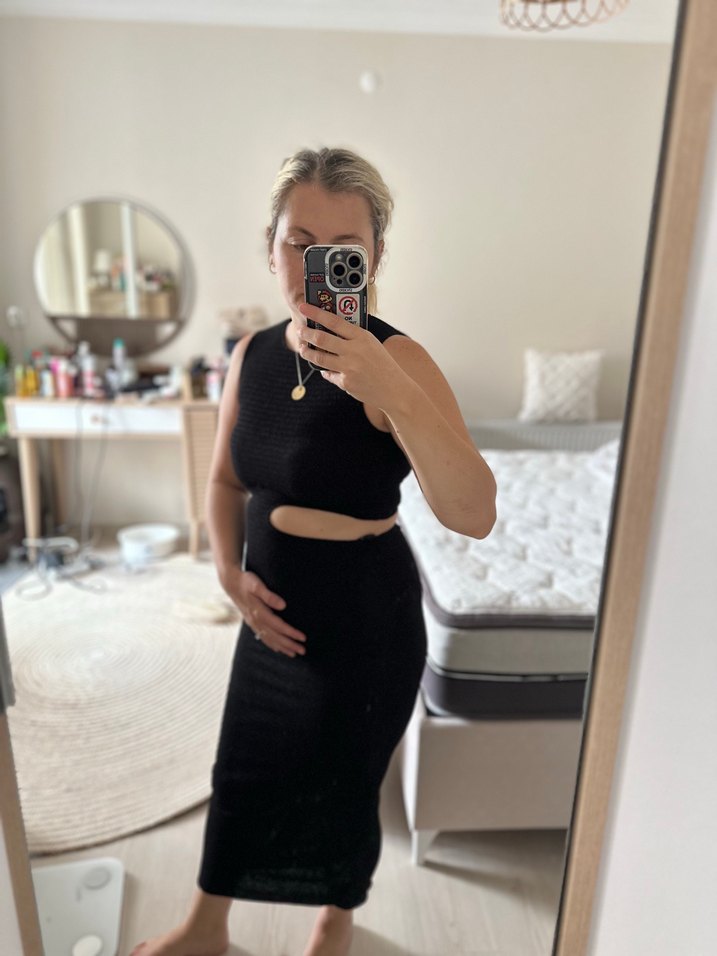 Zara Siyah Straplez Midi Elbise - Görsel 3