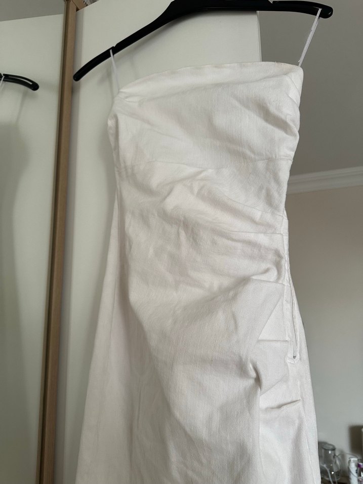 Zara straplez gabardin elbise - Görsel 3