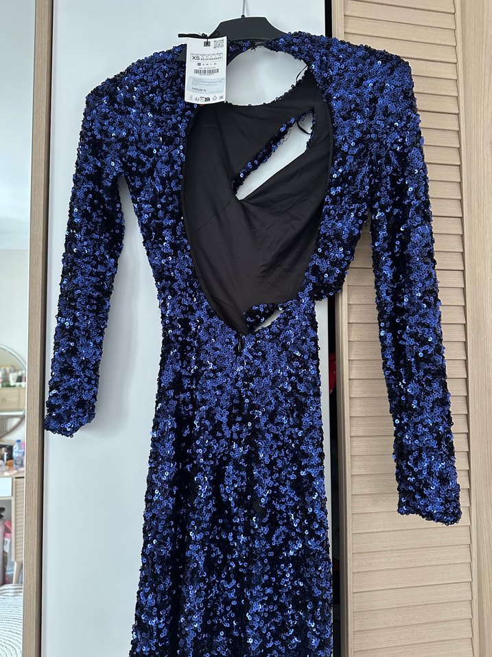 Zara Payetli Uzun Kollu Abiye Elbise - Görsel 3