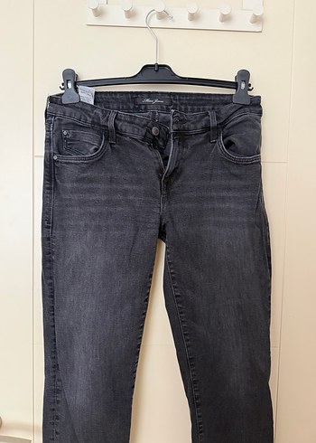 29 Beden Gri Fitted Midi Kadın Kot Pantolon