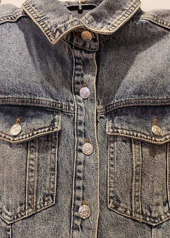 SON BEDEN Düğmeli  Denim Kolsuz Kadın Tulum - Görsel 2