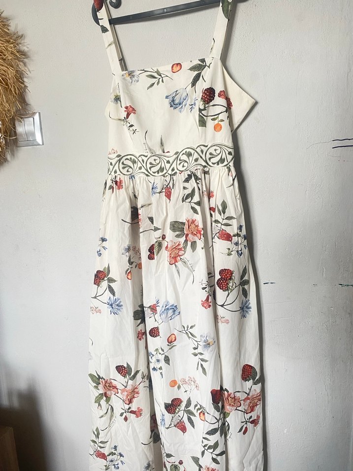 Çiçek Desenli Uzun Hamile Elbisesi - Görsel 4