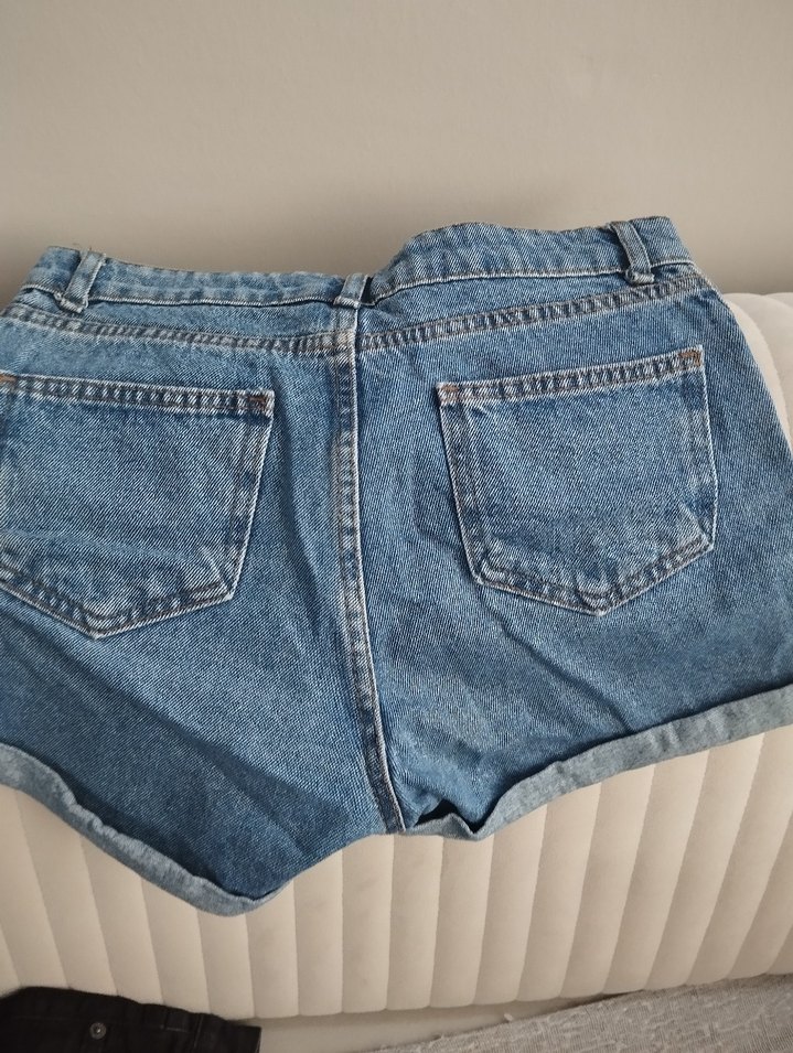 Düğmeli Mavi Kadın Mini Kot Şort - Görsel 2