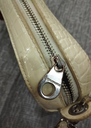 Beyaz Deri Yılan Desenli Kadın Çanta - Görsel 2