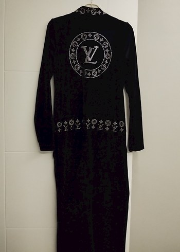 Siyah Kadın Uzun kadife tulum - Görsel 8