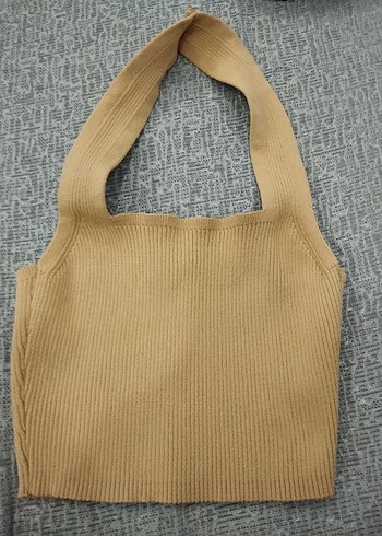 Bej Askılı Kısa Örgü Kadın Atlet - Görsel 3