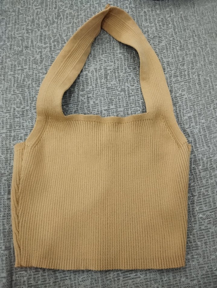 Bej Askılı Kısa Örgü Kadın Atlet - Görsel 3