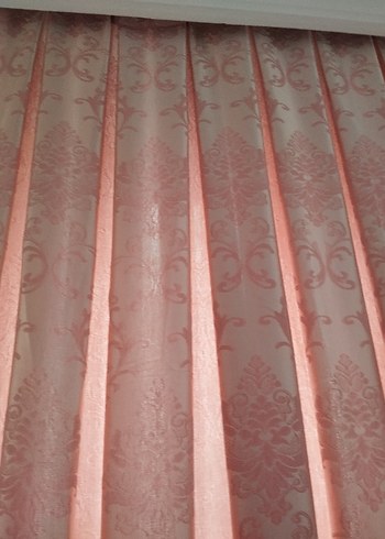 Pembe Klasik Desenli Fon Perde - Görsel 2
