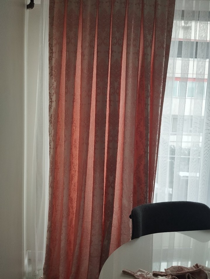 Pembe Klasik Desenli Fon Perde - Görsel 4