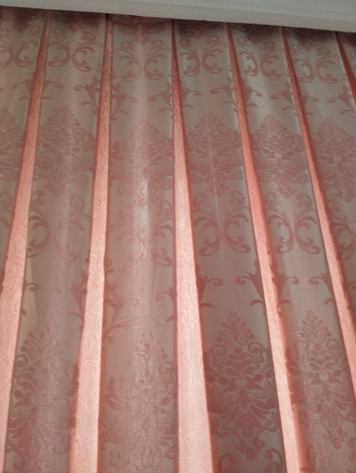 Pembe Klasik Desenli Fon Perde - Görsel 2