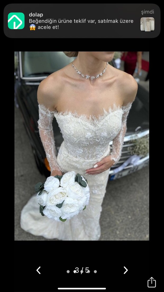 Beyaz Straplez Balık Gelinlik - Görsel 4