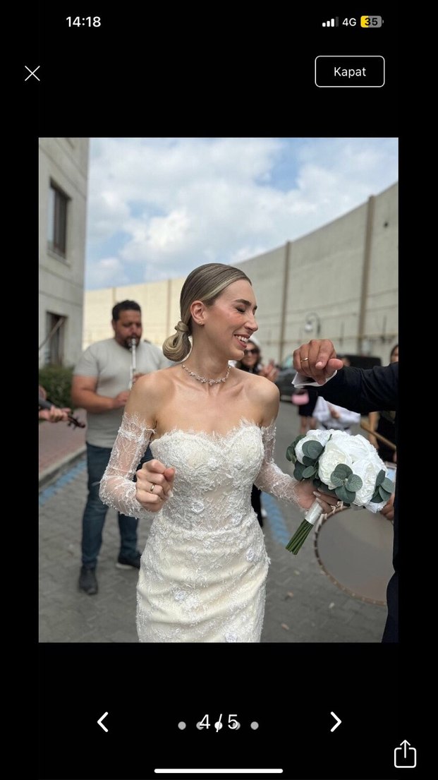 Beyaz Straplez Balık Gelinlik - Görsel 5