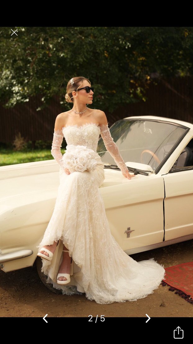 Beyaz Straplez Balık Gelinlik - Görsel 3