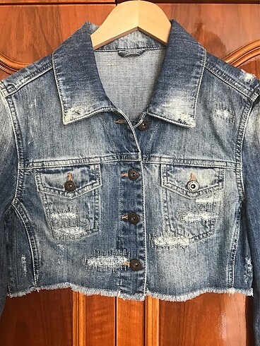 universal Beden mavi Renk Crop jean (Kot) Ceket