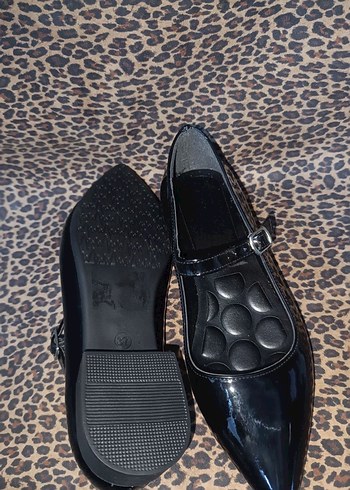 Diğer Siyah Rugan Tokalı Stiletto Kadın topuklu Babet