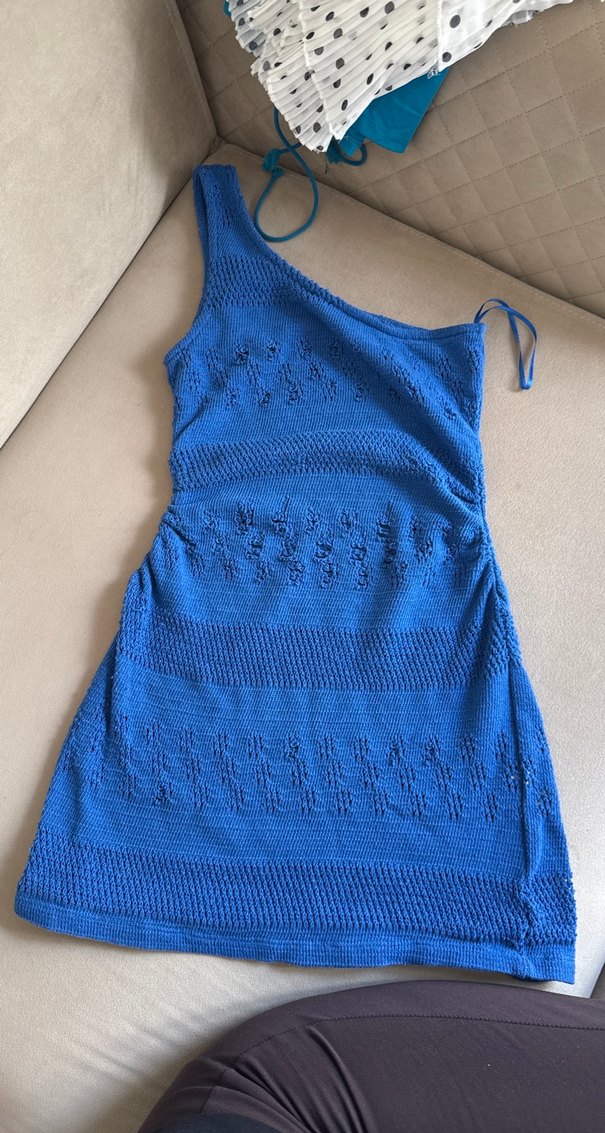 Mavi Örgü plaj elbisesi - Görsel 2