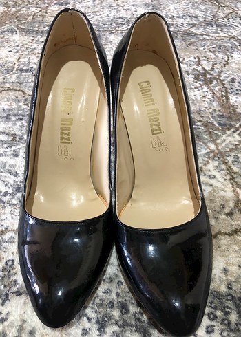 Diğer 10 cm Siyah Parlak Yılan Desenli Stiletto Topuklu Kadın Ayakkabı