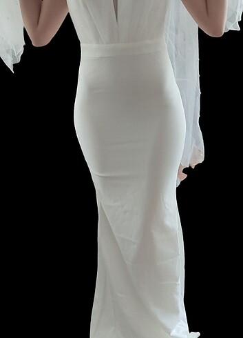 Kırık beyaz Gelinlik beyaz elbise - Görsel 4
