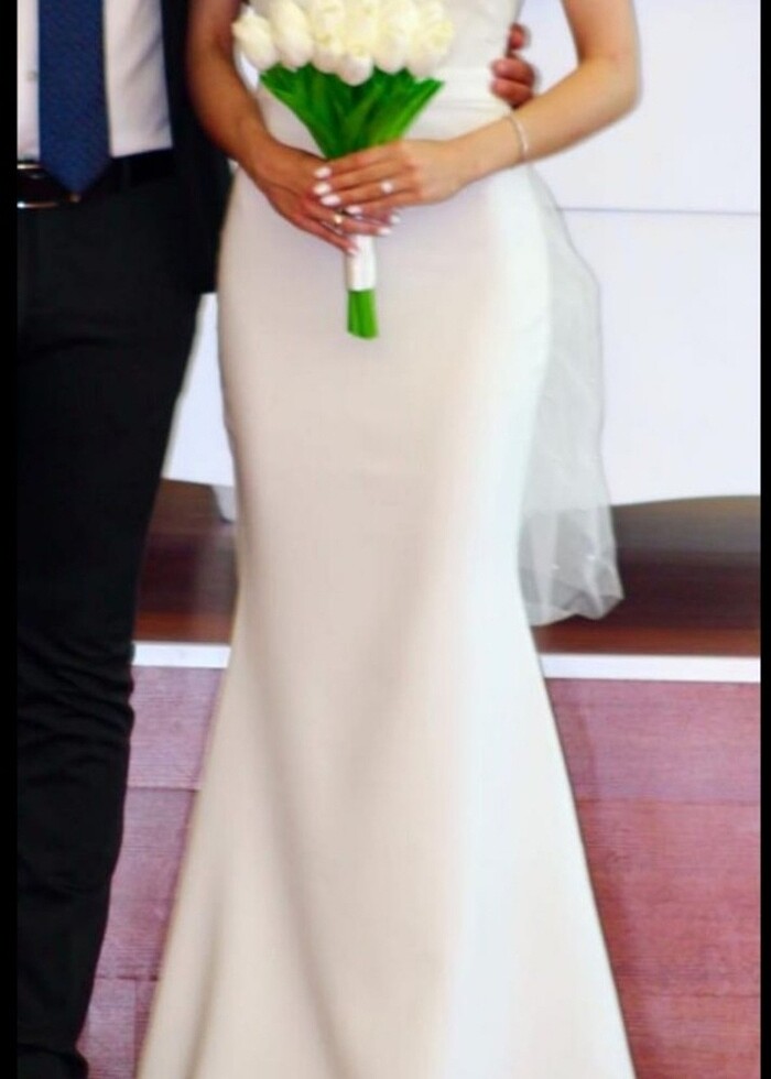 Kırık beyaz Gelinlik beyaz elbise - Görsel 3