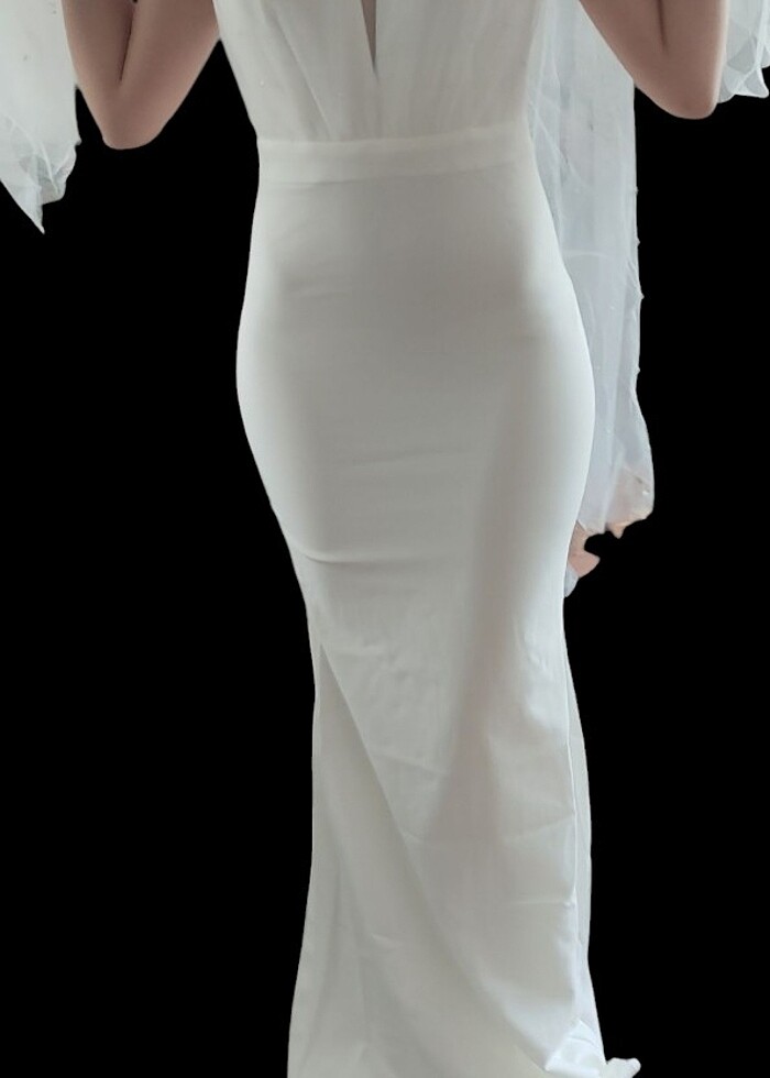 Kırık beyaz Gelinlik beyaz elbise - Görsel 4