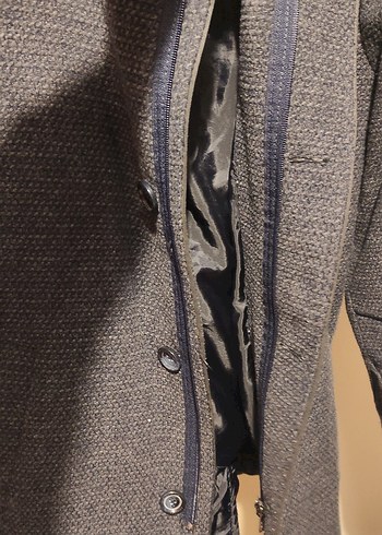 Gri Midi Boy Erkek kaban Ceket Düğmeli - Görsel 3