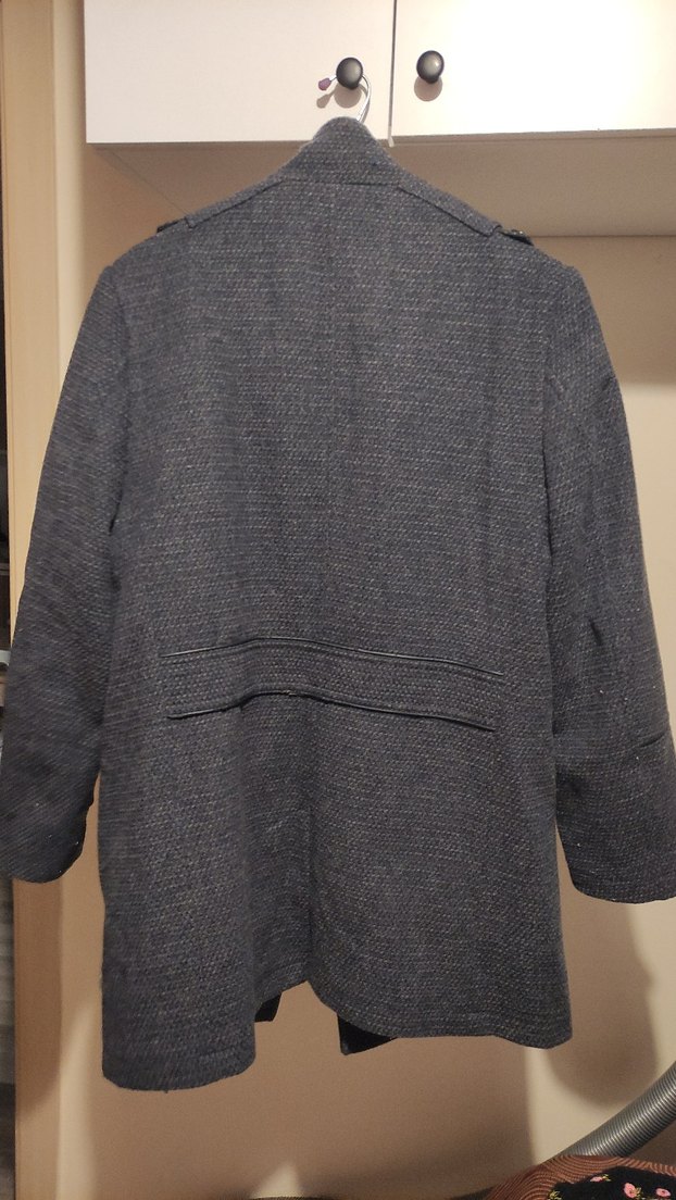 Gri Midi Boy Erkek kaban Ceket Düğmeli - Görsel 5