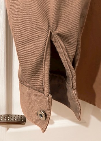 Düğmeli Kahverengi Kadın Gömlek Ceket - Görsel 3