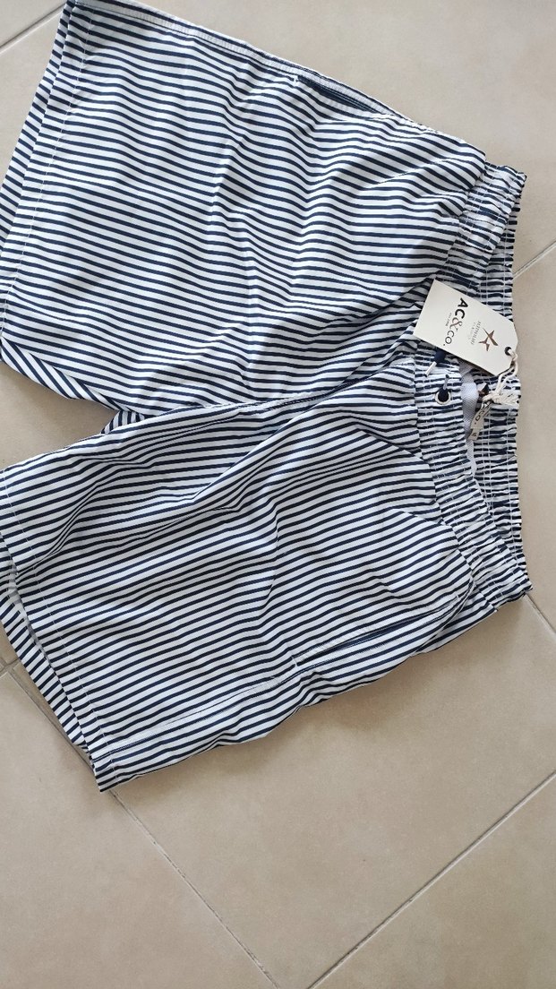 Erkek lacivert çizgili şort mayo - Görsel 2